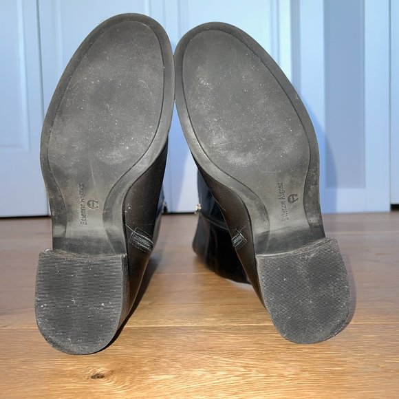 Etienne Aigner black leather riding-style boots, lined, Size 7.5 - Picture 6 of 6